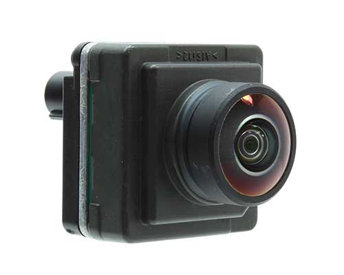 An image showing Rostra part number 250-8169 - a digital camera used as part of the around-view camera system on a Ford Super Duty truck.