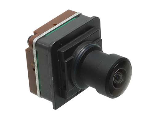 An image showing Rostra part number 250-8175 - a digital camera used as part of the around-view camera system on a Ford Super Duty truck.