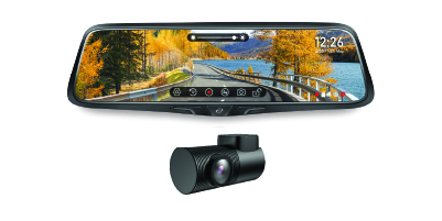 An image showing a screen capture from a rearview mirror